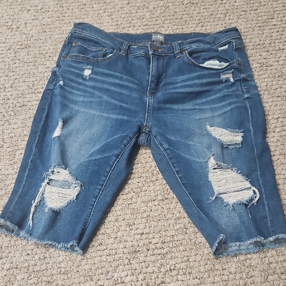 Boohoo Pants - Boohoo Ripped Blue Denim Shorts